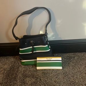 Kate Spade Black and Green Shoulder Bag
